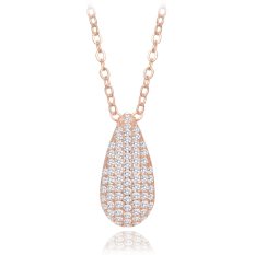 MINET Rose gold stříbrný náhrdelník kapka s bílými zirkony JMAN0565YN42