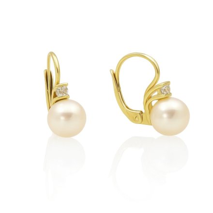 Zlaté náušnice s perlou HELN-238