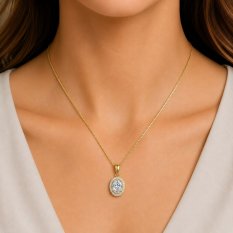 MINET Luxusní pozlacený stříbrný náhrdelník se zirkonem JMAS0329GN45