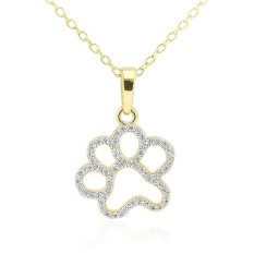 Zlatý přívěsek Tlapka s třpytivými kameny KLOP-131