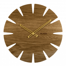 Velké dubové hodiny VLAHA ORIGINAL vyrobené v Čechách se zlatými ručkami VCT1030