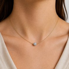 MINET Elegantní zlatý náhrdelník kulička se zirkonem JMG0405WGN45