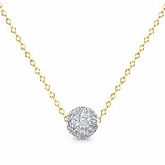 MINET Elegantní zlatý náhrdelník kulička se zirkonem JMG0405WGN45