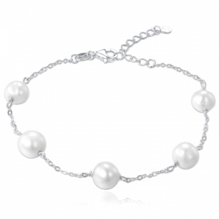 MINET Stříbrný náramek s přírodními perlami JMAS7050SB21