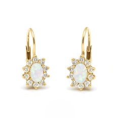 Dámské zlaté náušnice s opálem KLON-280