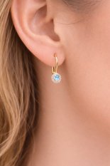 Zlaté náušnice s modrým kamenem a zirkony KLON-141Z