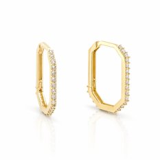 Elegantní zlaté náušnice s třpytivými kameny KLON-185Z