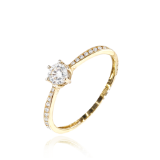 MINET Zlatý zásnubní prsten s bílým zirkonem JMG0216WGR59