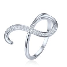 MINET Elegantní stříbrný prsten s bílými zirkony JMAS0339SR54