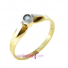 Zásnubní prsten žluté a bílé zlato se zirkonem HUBP-215