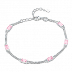 MINET Stříbrný náramek s růžovými zirkony JMAS0243PB16