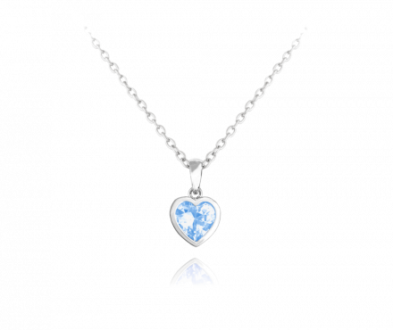Stříbrný náhrdelník MINET SRDÍČKO s modrým zirkonem JMAD0015AN40