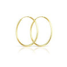MINET Pozlacené stříbrné náušnice KRUHY 3 cm JMAN0136GE30