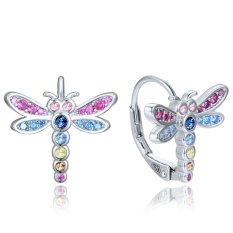 MINET Stříbrné náušnice vážka se zirkony JMAD0066ME00