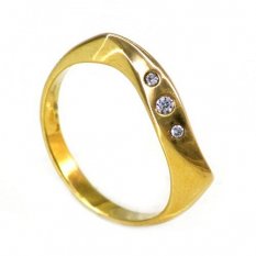 Dámský prsten žluté zlato se zirkony SAFP-260Z