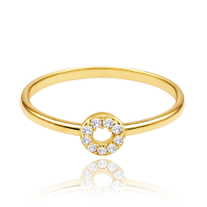 MINET Elegantní zlatý prsten s bílými zirkony JMG0027WGR60