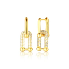 Pozlacené stříbrné náušnice se zirkony SVLE0943S75GO00
