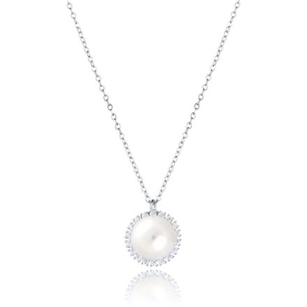 Náhrdelník z bílého zlata s perlou NPA00004