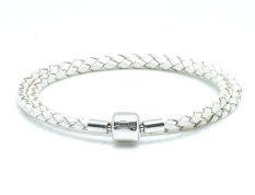 Stříbrný náhrdelník s kůží 024828