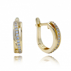 Luxusní pozlacené stříbrné náušnice MINET s bílými zirkony JMAS0118GE00