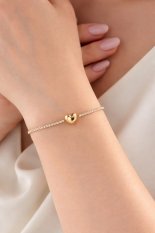 MINET Decentní zlatý náramek s motivem srdce JMG0324WGB19