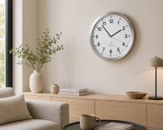 Nástěnné hodiny řízené DCF signálem s tichým chodem a hliníkovým pouzdrem 60.010394