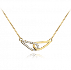 MINET Pozlacený propletený stříbrný náhrdelník s bílými zirkony JMAN0351GN45