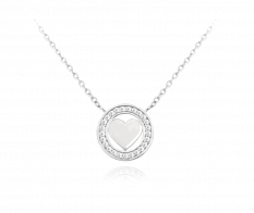 Stříbrný náhrdelník se srdíčkem MINET LOVE s bílými zirkony  JMAS0080SN45