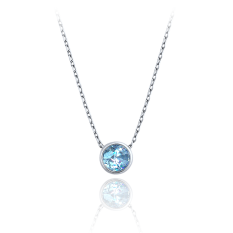MINET Elegantní zlatý náhrdelník se světle modrým zirkonem JMG0270ASN42