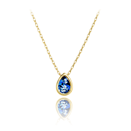 MINET Elegantní zlatý náhrdelník s tmavě modrým zirkonem JMG0269BGN42