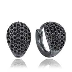 MINET Stříbrné náušnice kapky s černými zirkony JMAN0565BE01