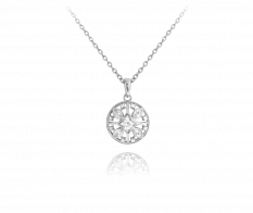 Stříbrný náhrdelník MINET MANDALA s bílými zirkony JMAS5008SN45