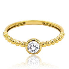 MINET Luxusní zlatý prsten s bílým zirkonem JMG0243XGR63