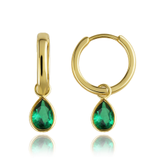 MINET Elegantní zlaté náušnice se zelemými zirkony JMG0269GGE00