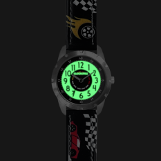 CLOCKODILE Svítící tmavě modré chlapecké hodinky ZÁVODNÍ AUTA CWB0120