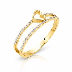 MINET Elegantní zlatý prsten srdce se zirkony JMG0367WGR53