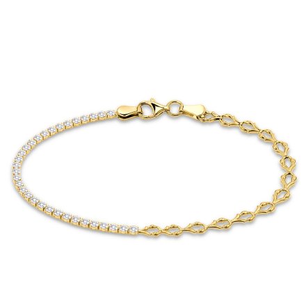 MINET Elegantní zlatý náramek se zirkony JMG0386WGB19