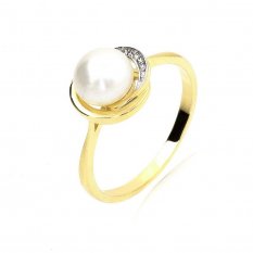 Zlatý prsten s perlou AUG108P-61-B-WH-0390