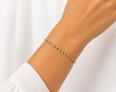 MINET Elegantní tenisový zlatý náramek s různobarevnými zirkony JMG0375MGB17