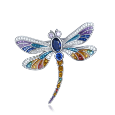 MINET Stříbrná brož vážka s různobarevnými zirkony JMAN5027SZ00