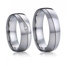 Snubní ocelové prsteny s brilianty 035W316
