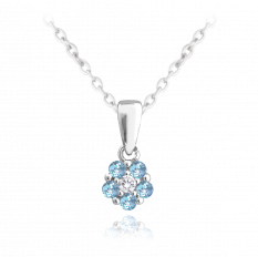 MINET Stříbrný náhrdelník KYTIČKA se světle modrými zirkony JMAD0037AN38