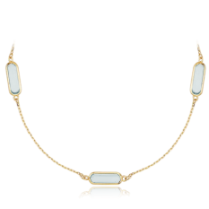 MINET Elegantní zlatý náhrdelník se světle modrými zirkony JMG0156AGN48