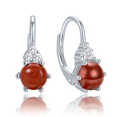 MINET Elegantní stříbrné náušnice s jaspisem a zirkony JMAS0318CE00