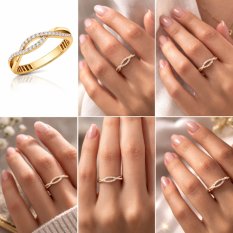 MINET Elegantní zlatý prsten s bílým zirkonem JMG0321WGR60