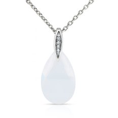 Stříbrný přívěsek s mléčně bílým kapkovitým kamenem JOY´s JOY-P4