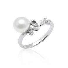 Stříbrný prsten s perlou a květinovým motivem SVLIR0642A69