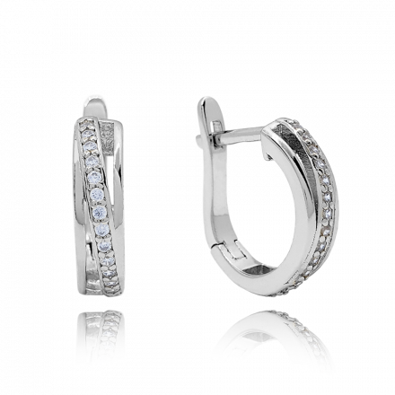 Luxusní stříbrné náušnice MINET s bílými zirkony JMAS0118SE00