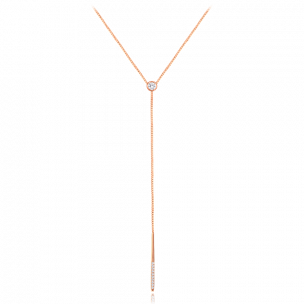 MINET Rose gold elegantní stříbrný náhrdelník s bílými zirkony JMAS0201RN40