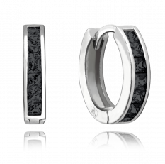 Třpytivé stříbrné náušnice MINET s velkými černými zirkony JMAN0025NE00